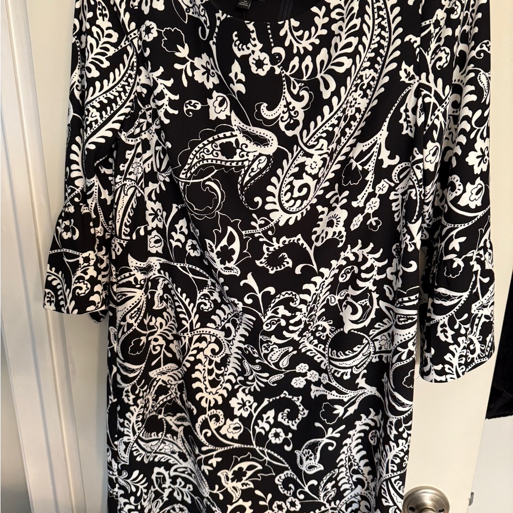 Talbots Black and White Paisley Dress NWT
